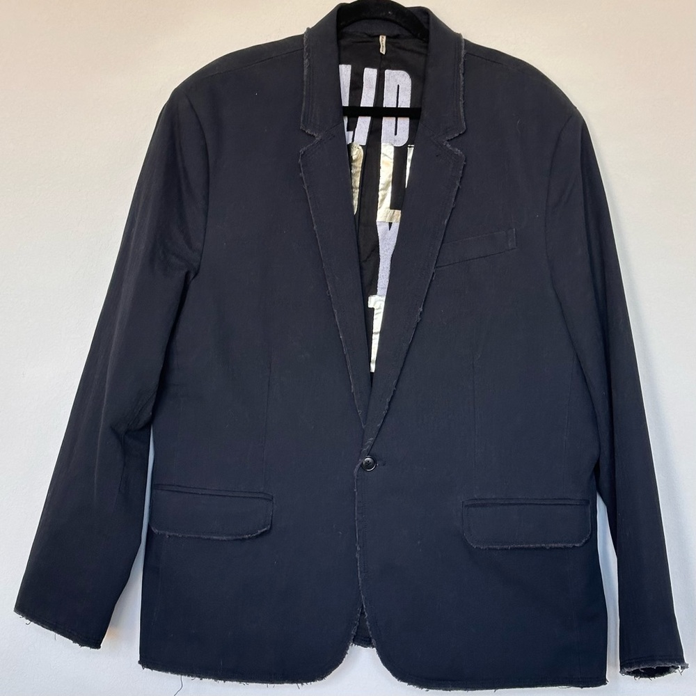 NWOT Juicy Couture Men's Black Sport Coat Blazer‎ Cotton Single Button Size 46